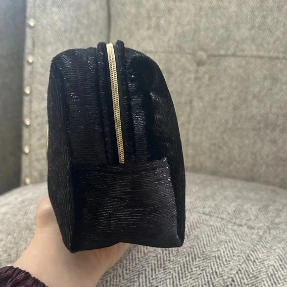 Dior Black Velvet Cosmetic Pouch with Gold Logo - Picture 5 of 9